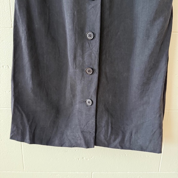 Vintage | Black Sleeveless Viscose Silk Shirt Dress | Minimalist | Size Small - Picture 3 of 8